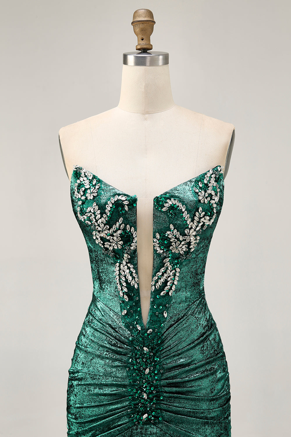 Golden Bodycon Strapless Beaded Short Prom Dress