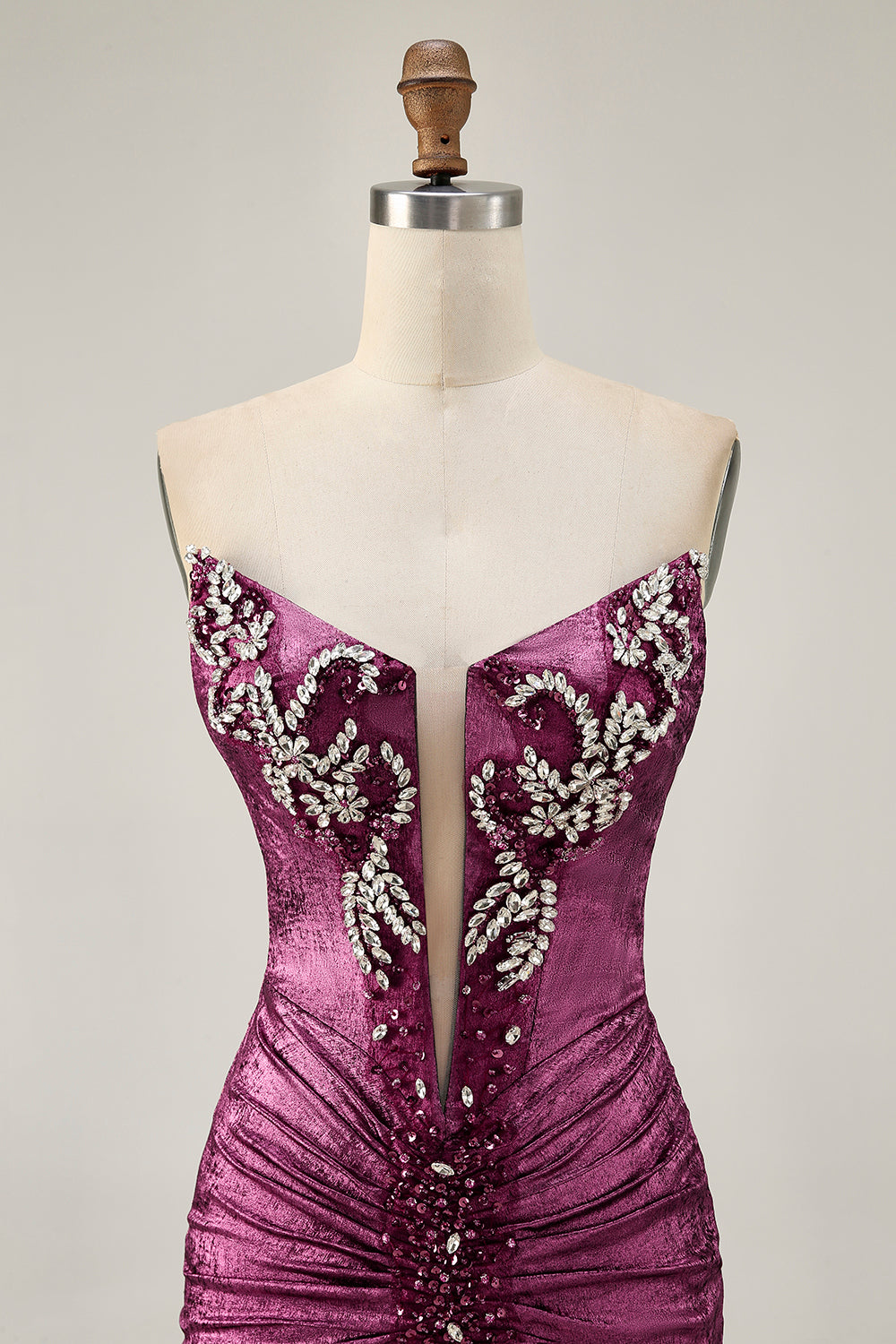 Golden Bodycon Strapless Beaded Short Prom Dress