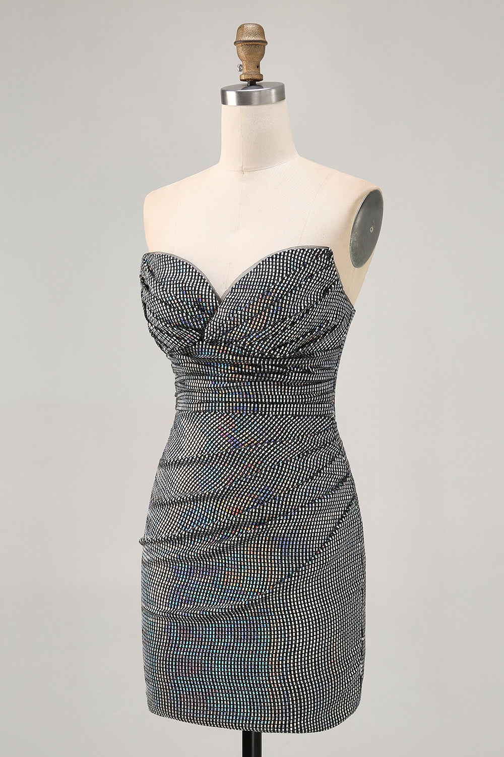 Sparkly Black Strapless Tight Short Cocktail Dress with Sequins