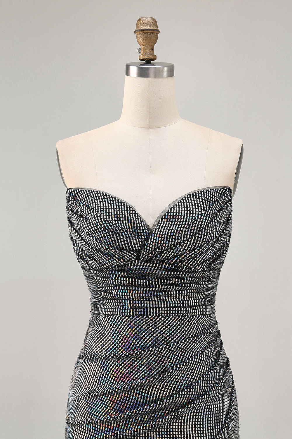 Sparkly Black Strapless Tight Short Cocktail Dress with Sequins