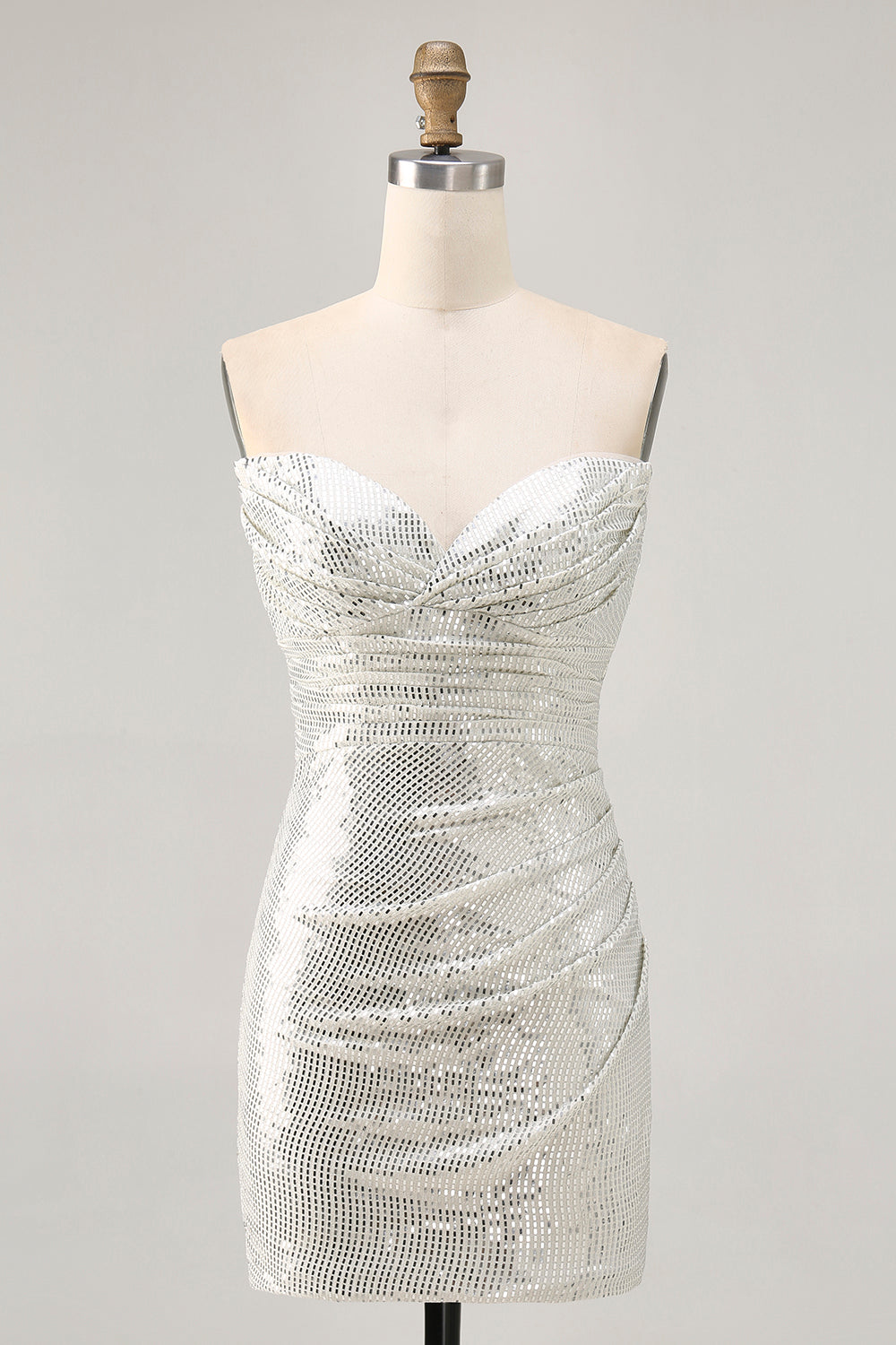 Sparkly Black Strapless Tight Short Cocktail Dress with Sequins