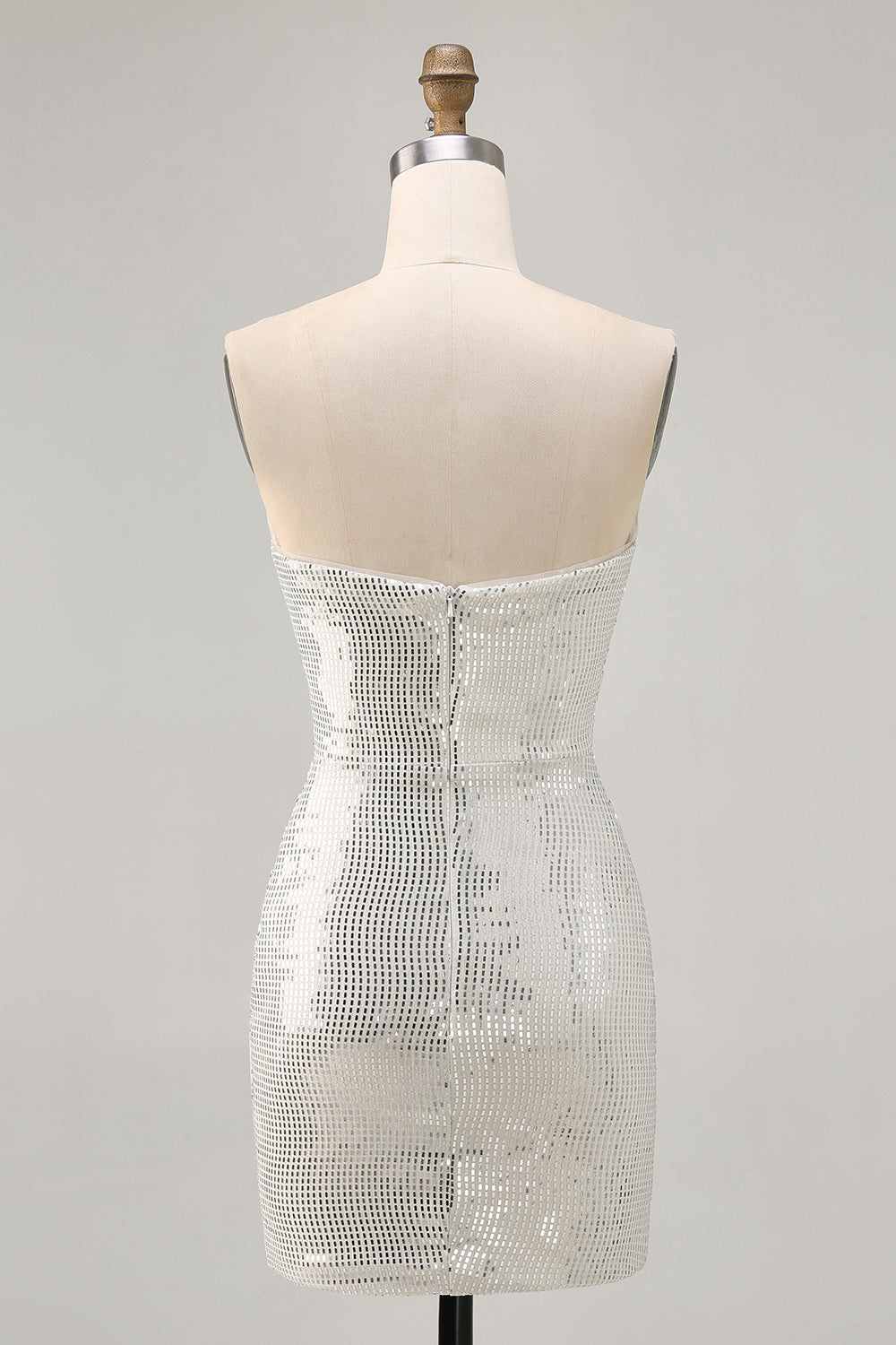 Sparkly Black Strapless Tight Short Cocktail Dress with Sequins