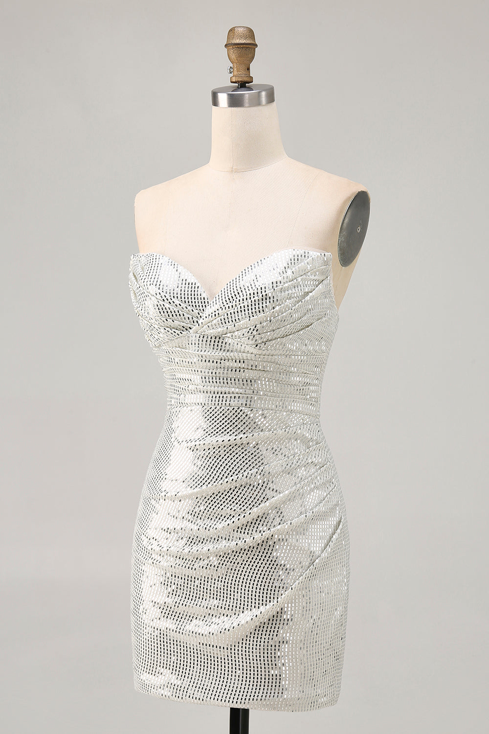 Sparkly Black Strapless Tight Short Cocktail Dress with Sequins