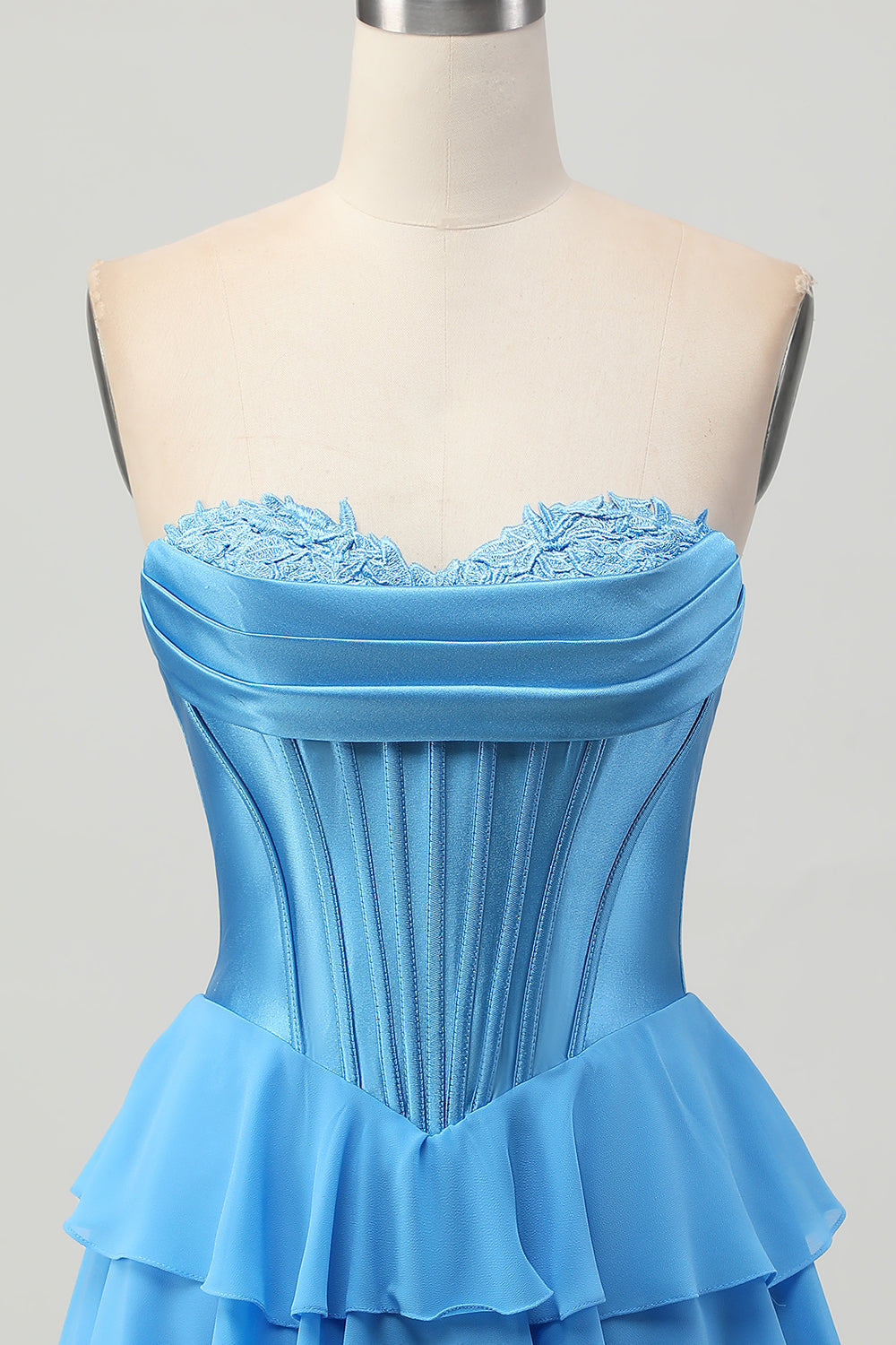 Yellow Strapless Corset A Line Tiered Cocktail Dress
