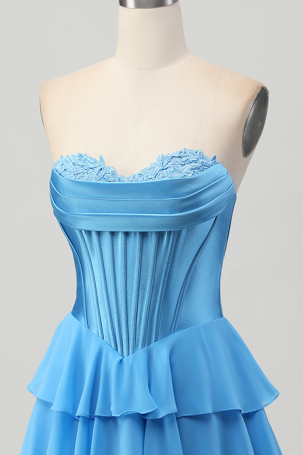 Yellow Strapless Corset A Line Tiered Cocktail Dress