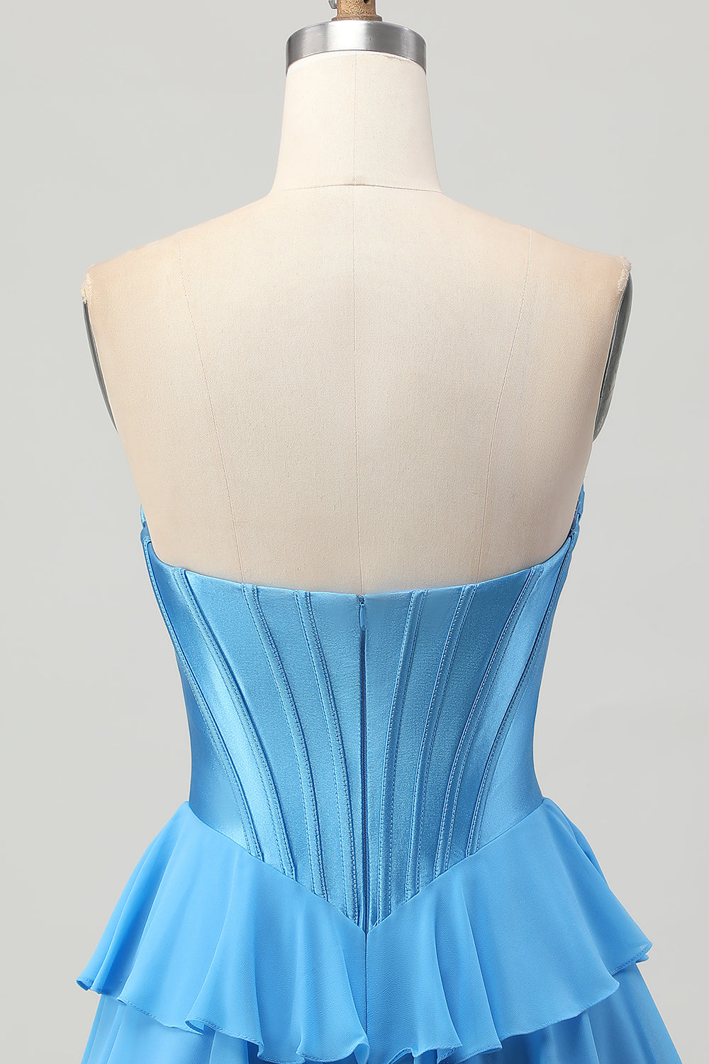 Yellow Strapless Corset A Line Tiered Cocktail Dress