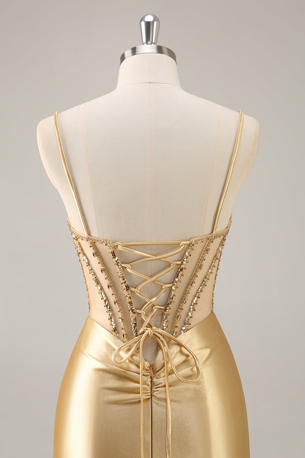 Golden Corset Bodycon Tight Beaded Short Prom Dress