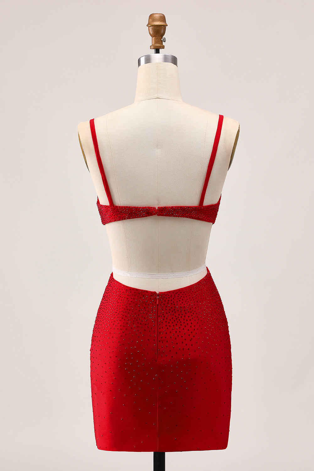 Chic Red Bodycon Beaded Cut Out Cocktail Dress
