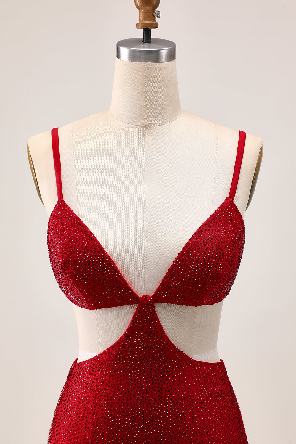 Chic Red Bodycon Beaded Cut Out Cocktail Dress