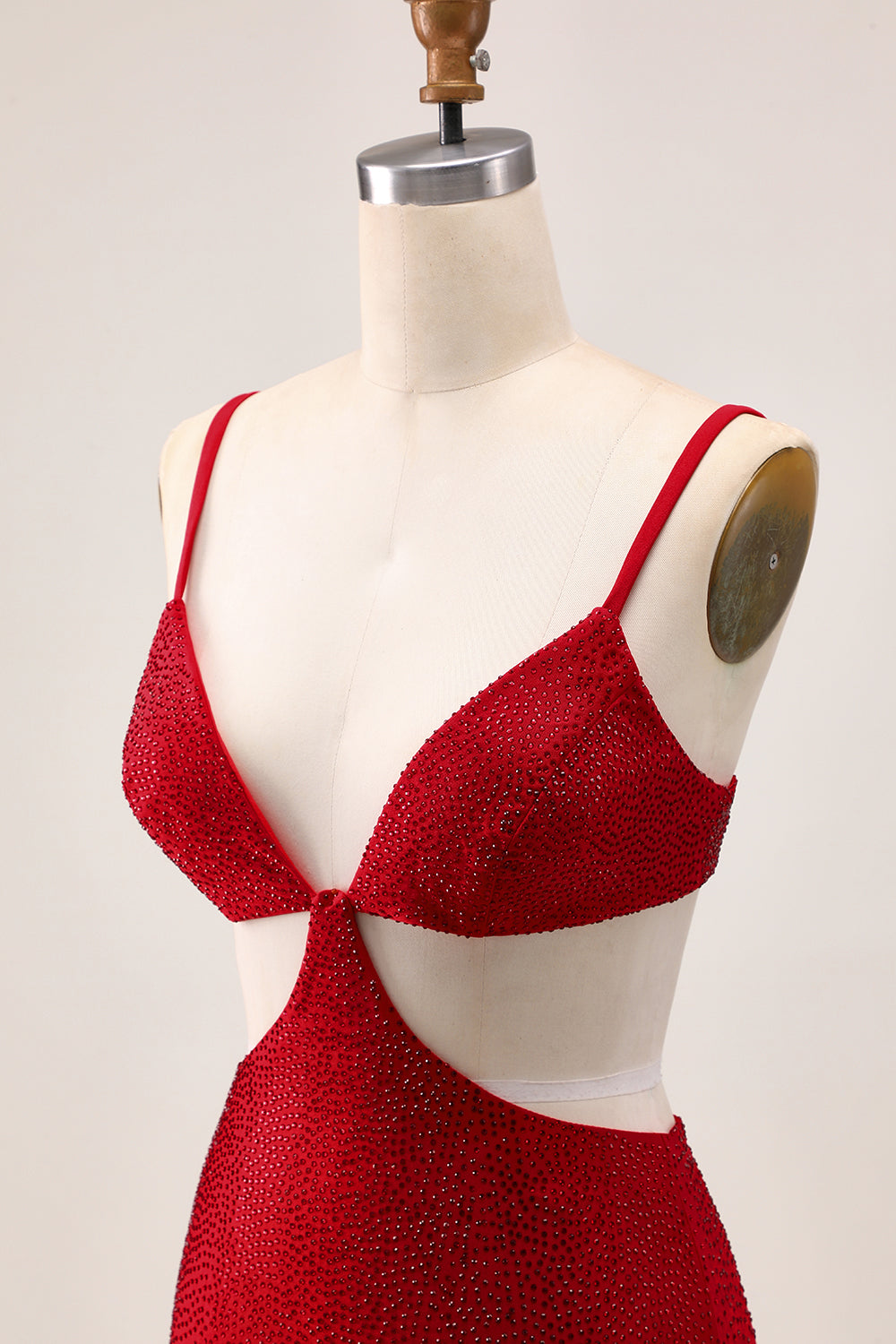 Chic Red Bodycon Beaded Cut Out Cocktail Dress