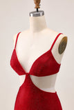 Chic Red Bodycon Beaded Cut Out Cocktail Dress