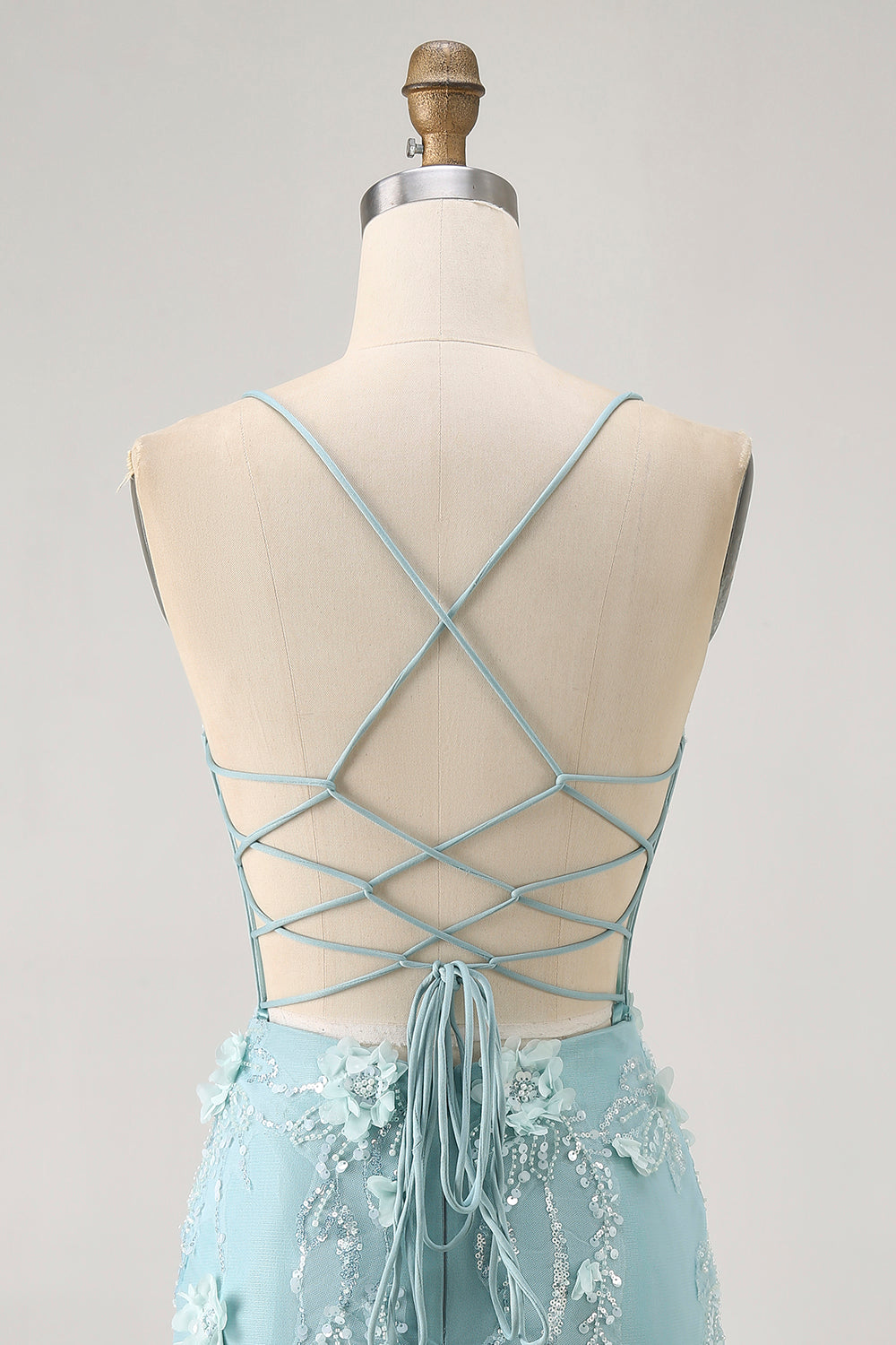 Blue Bodycon Corset Sequins Short Prom Dress with 3D Flowers