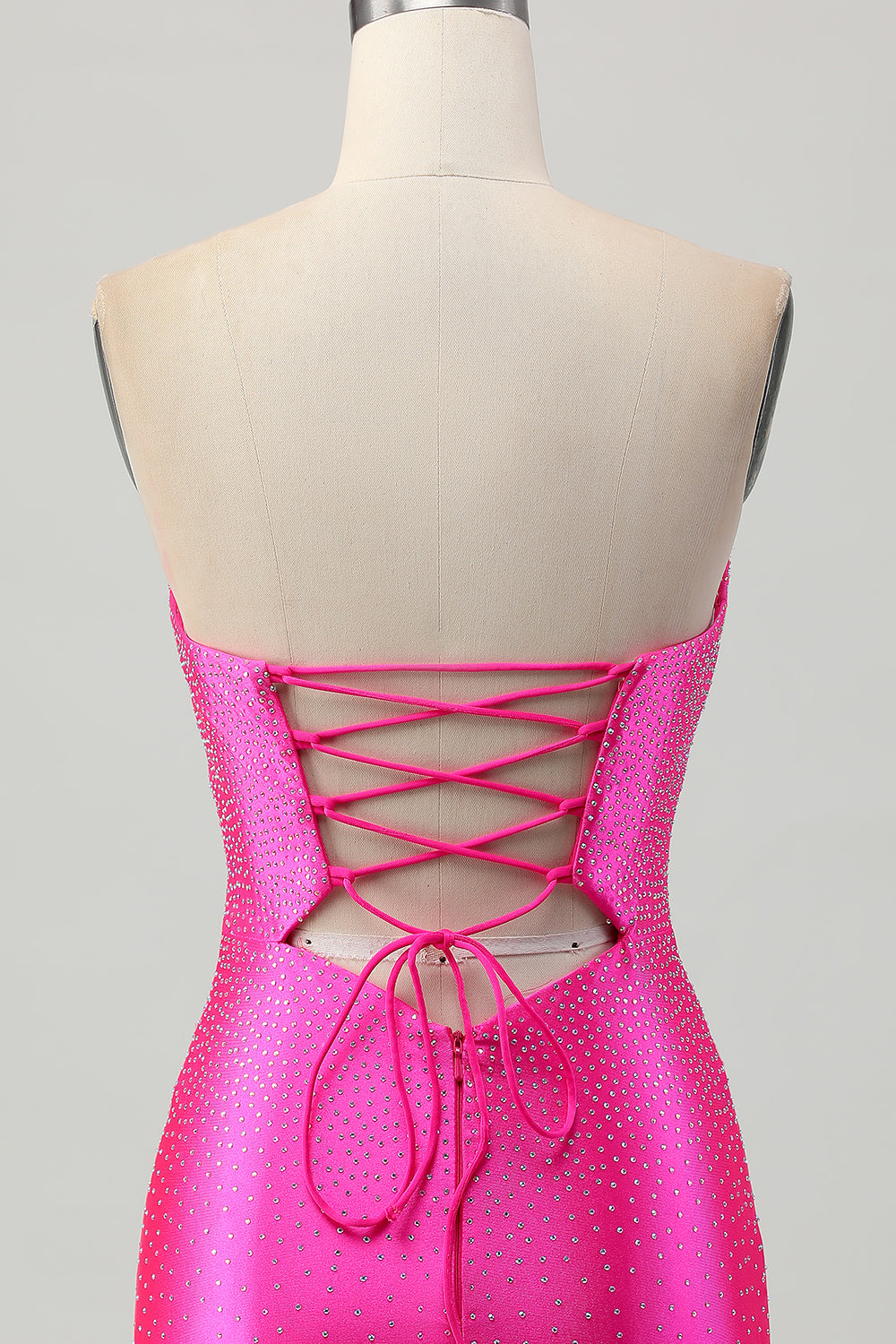 Fuchsia Strapless Cut Out Beaded Bodycon Short Prom Dress