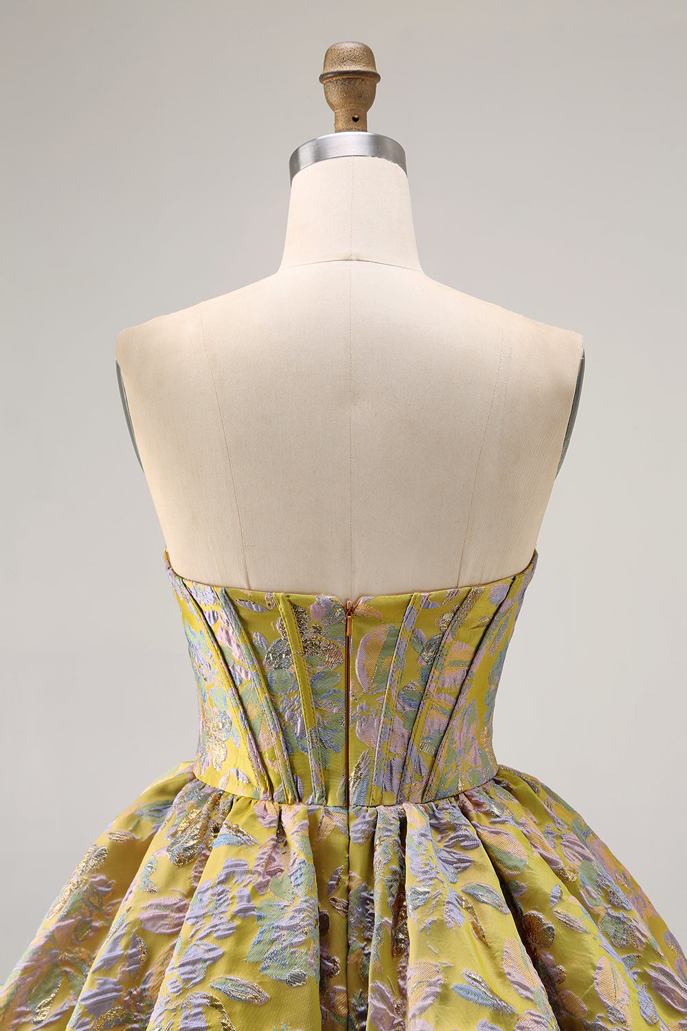 Purple Strapless Brocade A-Line Corset Mini Party Dress with Bubble-Hem