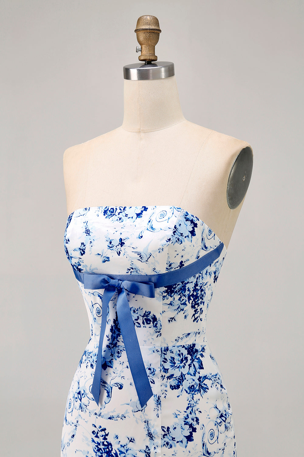 Pink Floral Bodycon Strapless Printed Short Party Dress with Ruffles