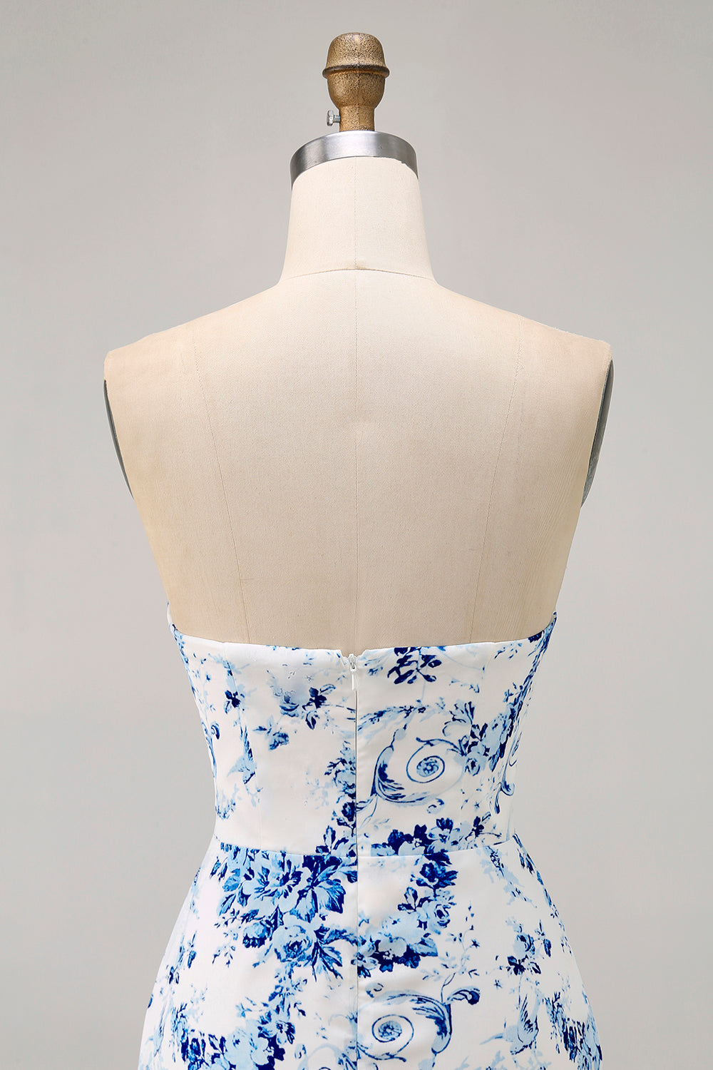 Pink Floral Bodycon Strapless Printed Short Party Dress with Ruffles