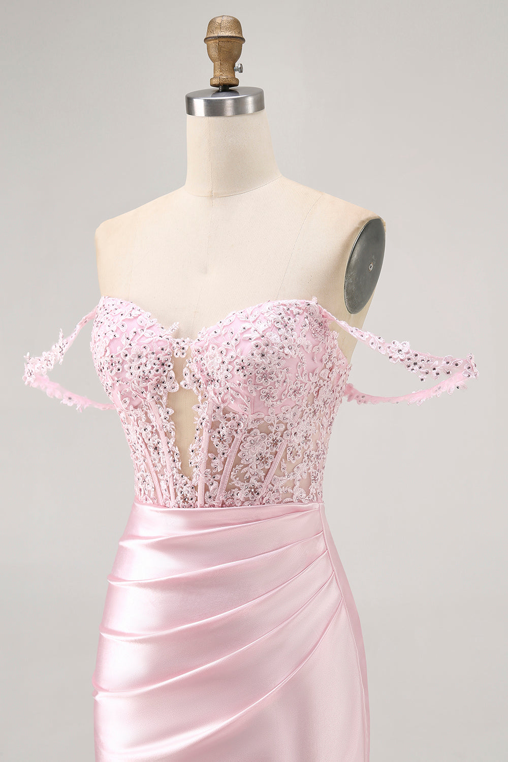 Pink Off The Shoulder Bodycon Corset Cocktail Dress