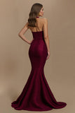 Sparkly Burgundy Halter Mermaid Long Holiday Party Dress