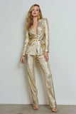 Sparkly Golden 2 Piece Sequin Women Suits with Sleeves
