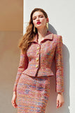 Sunset 2 Piece Tweed Single Breasted Pencil Midi Pegeant Dresses with Sleeves