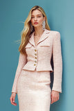 Blush 2 Piece Tweed Pencil Single Breasted Midi Pageant Interview Outfits Suits