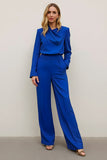 Royal Blue 2 Piece Satin Work Suits with Pockets