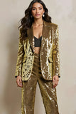Sparkly Gold Sequin 2 Piece Peak Lapel Prom Suits