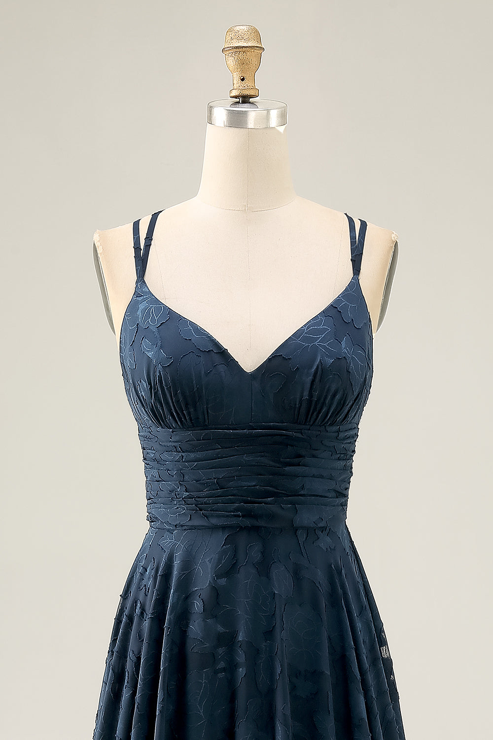 Floral A Line Navy Printed Long Wedding Guest Dress