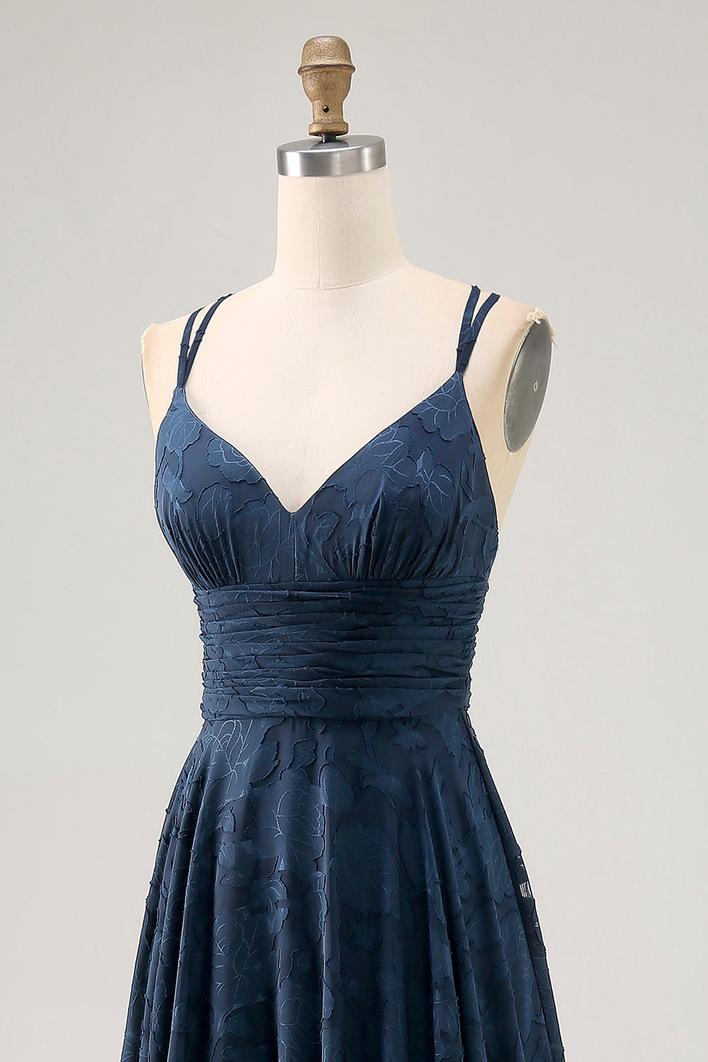 Floral A Line Navy Printed Long Wedding Guest Dress