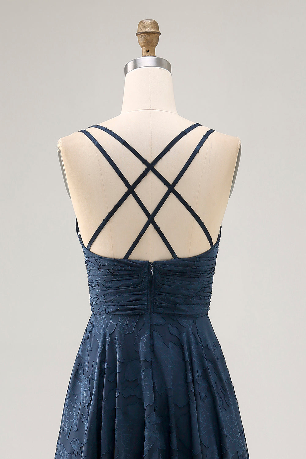 Floral A Line Navy Printed Long Wedding Guest Dress