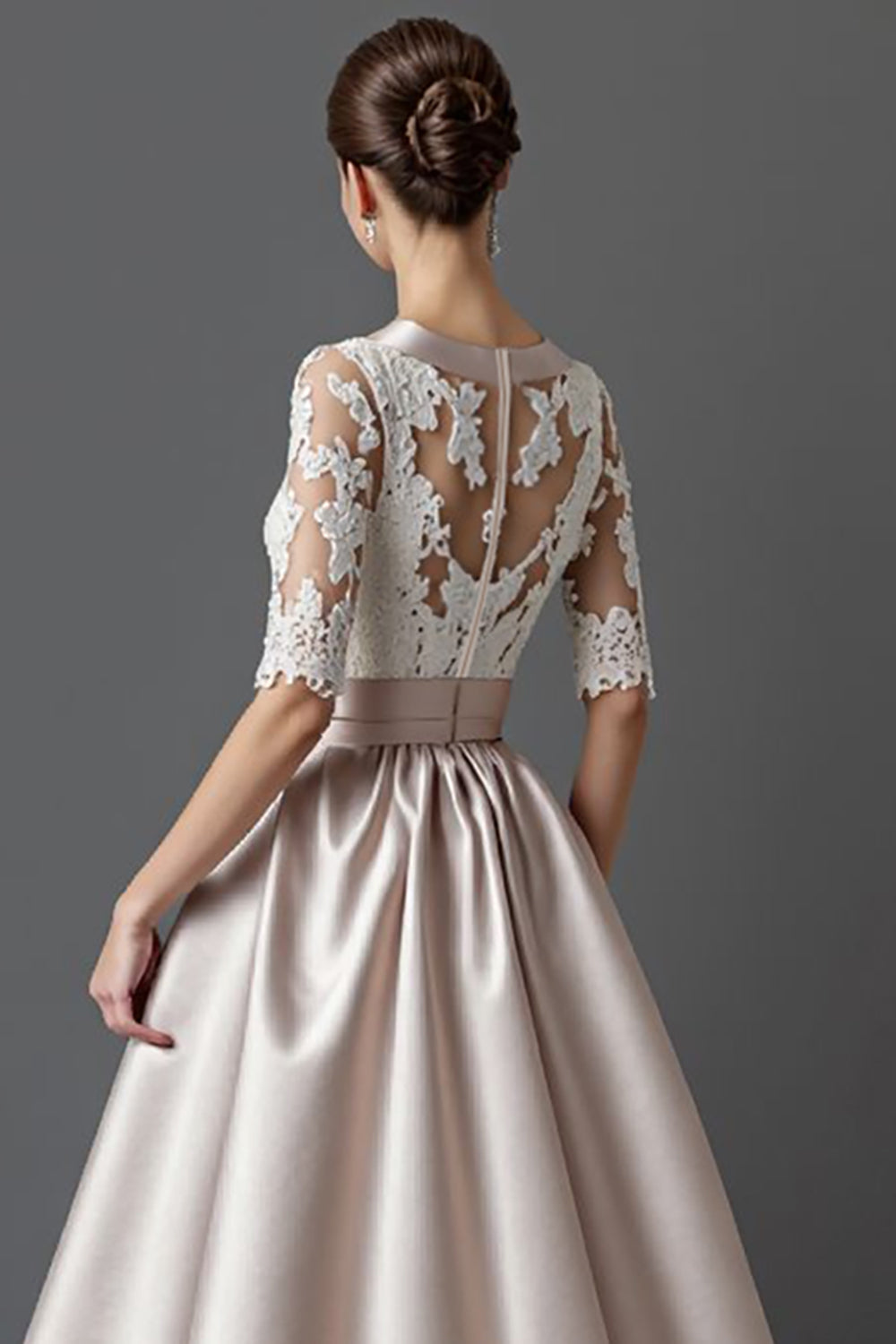 Apricot A Line Satin Mother Of The Bride Dress With Appliques