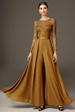 Black Long Sleeve A Line Mother Of The Bride Dress With Appliques