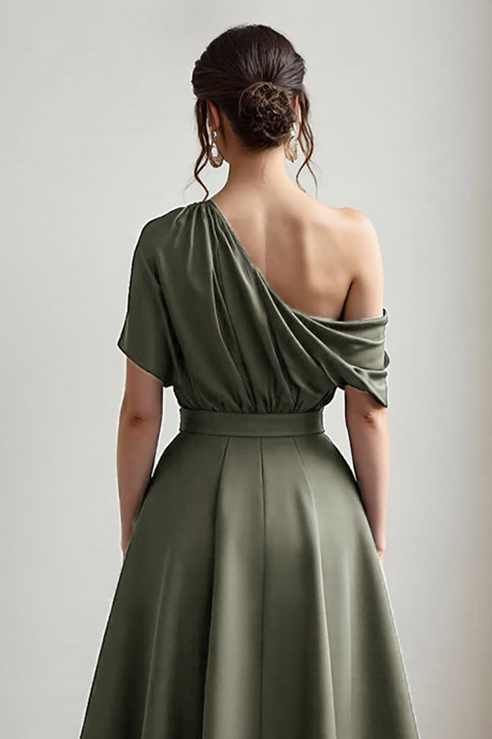 Black Satin A Line Mother Of The Bride Dress With Pockets
