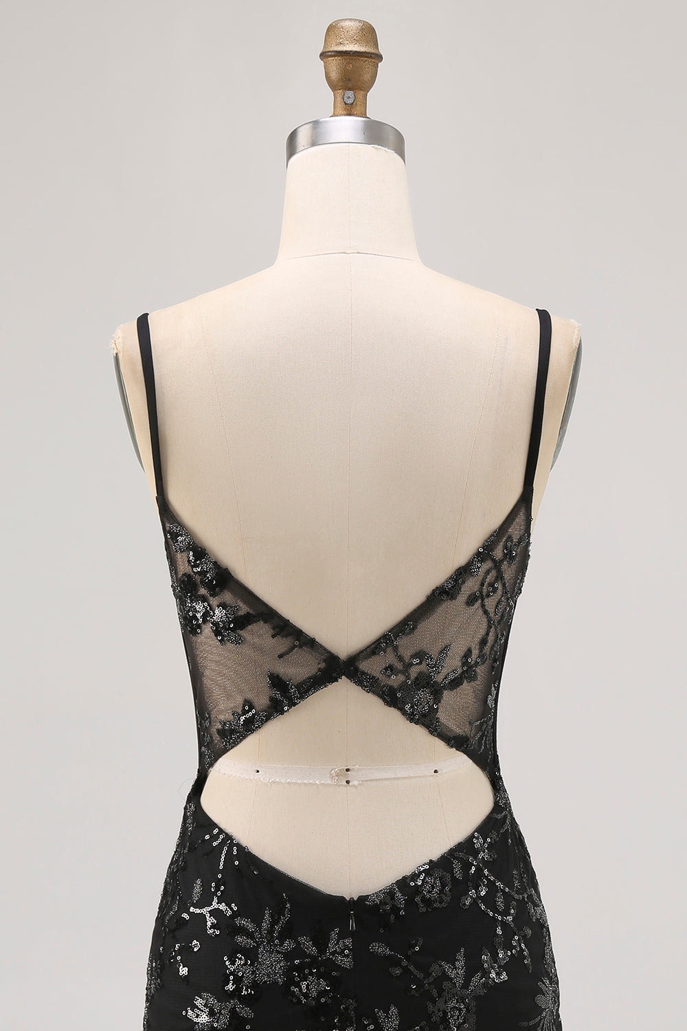 Dark Green Bodycon Backless Sheer Corset Short Prom Dress with Sequins