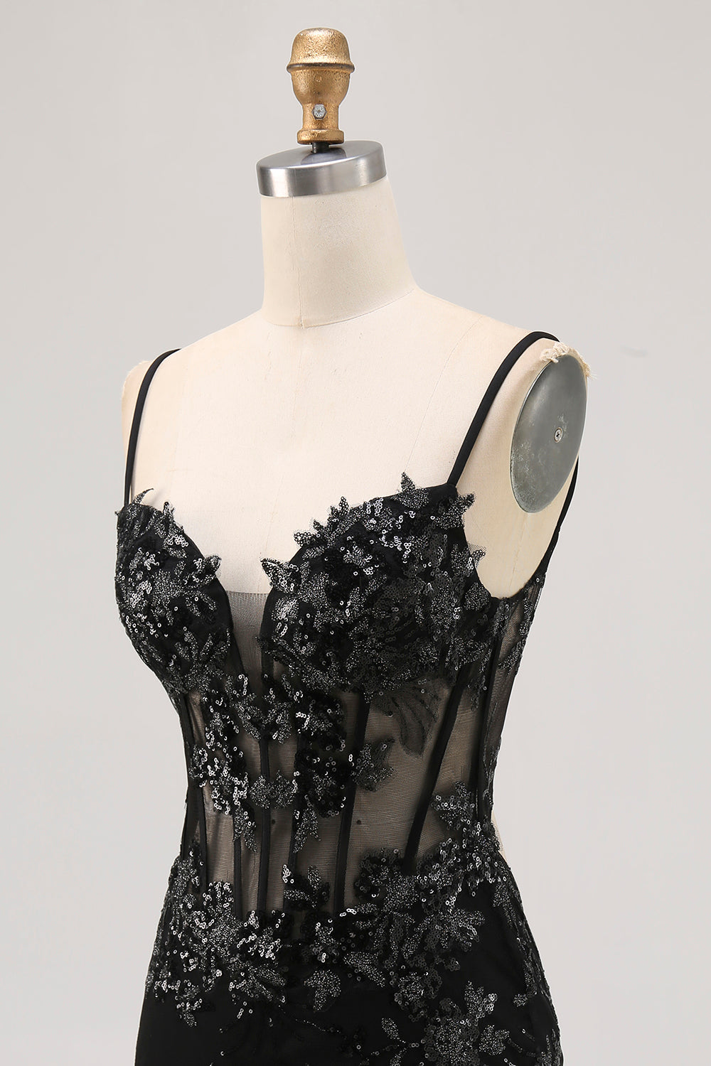 Dark Green Bodycon Backless Sheer Corset Short Prom Dress with Sequins