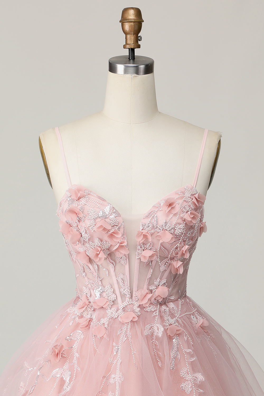 Pink Corset A Line Short Appliqued Cocktail Dress with Beading