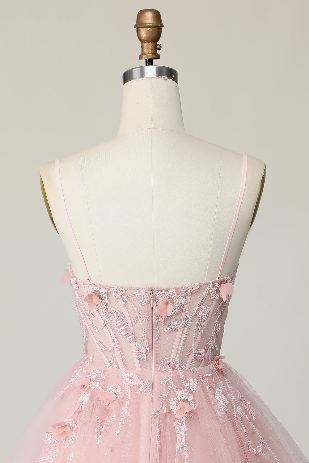 Pink Corset A Line Short Appliqued Cocktail Dress with Beading