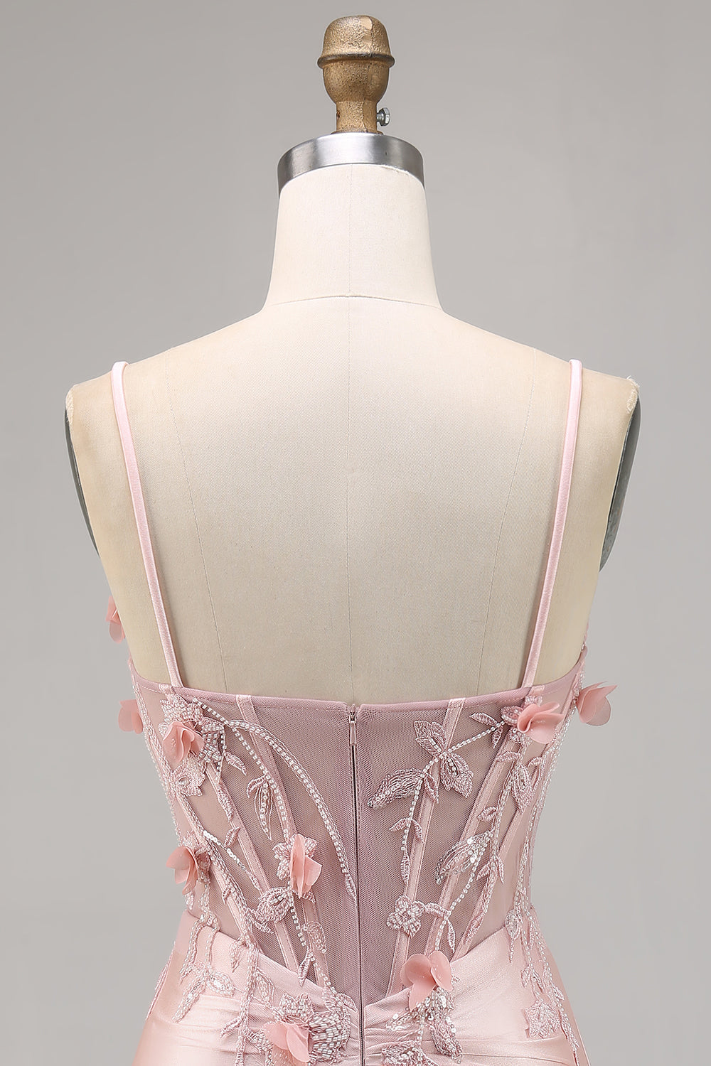 Pink Satin Corset Bodycon Cocktail Dress with Appliques