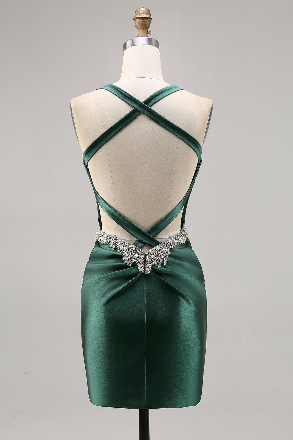 Corset Satin Bodycon Dark Green Cocktail Dress