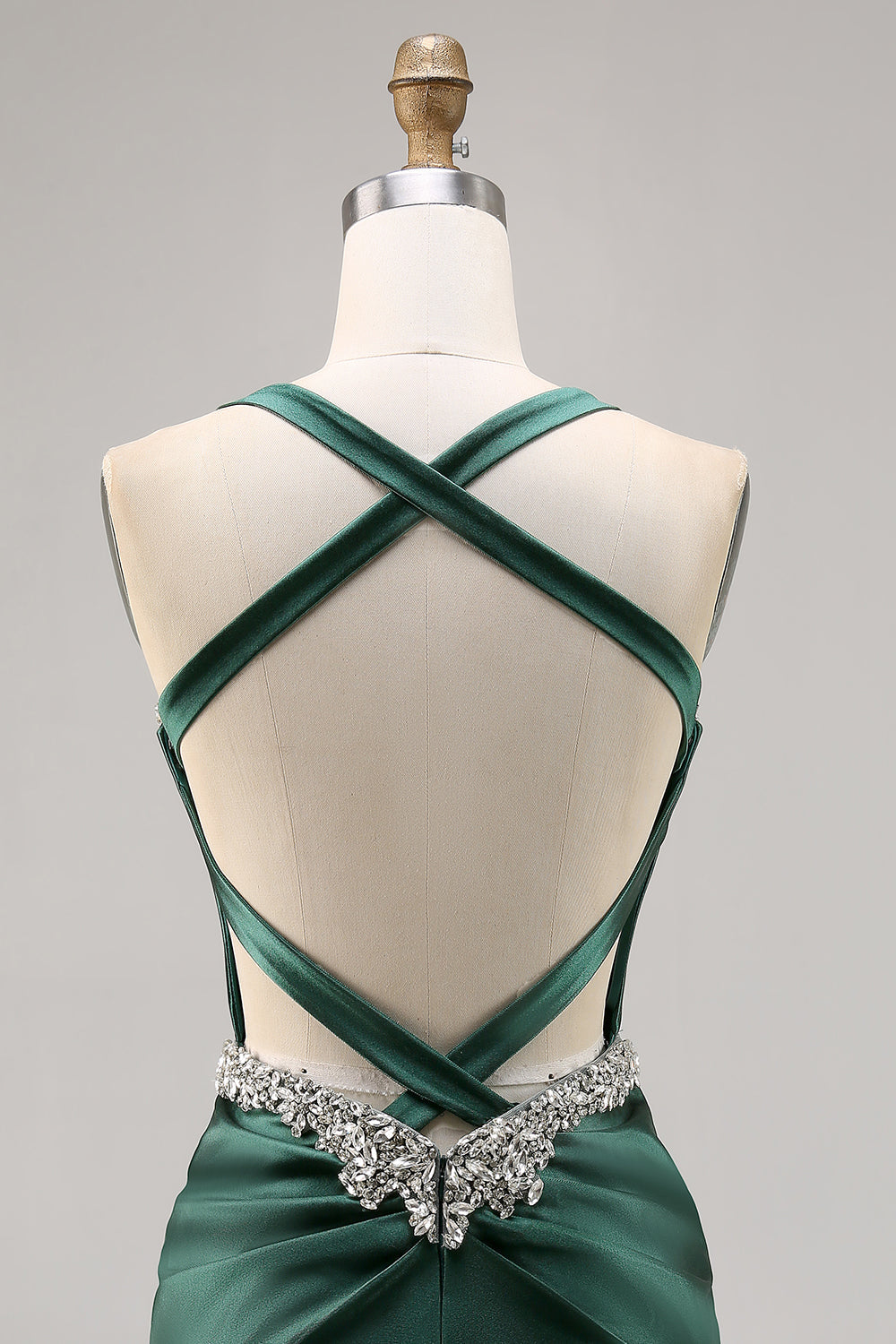 Corset Satin Bodycon Dark Green Cocktail Dress