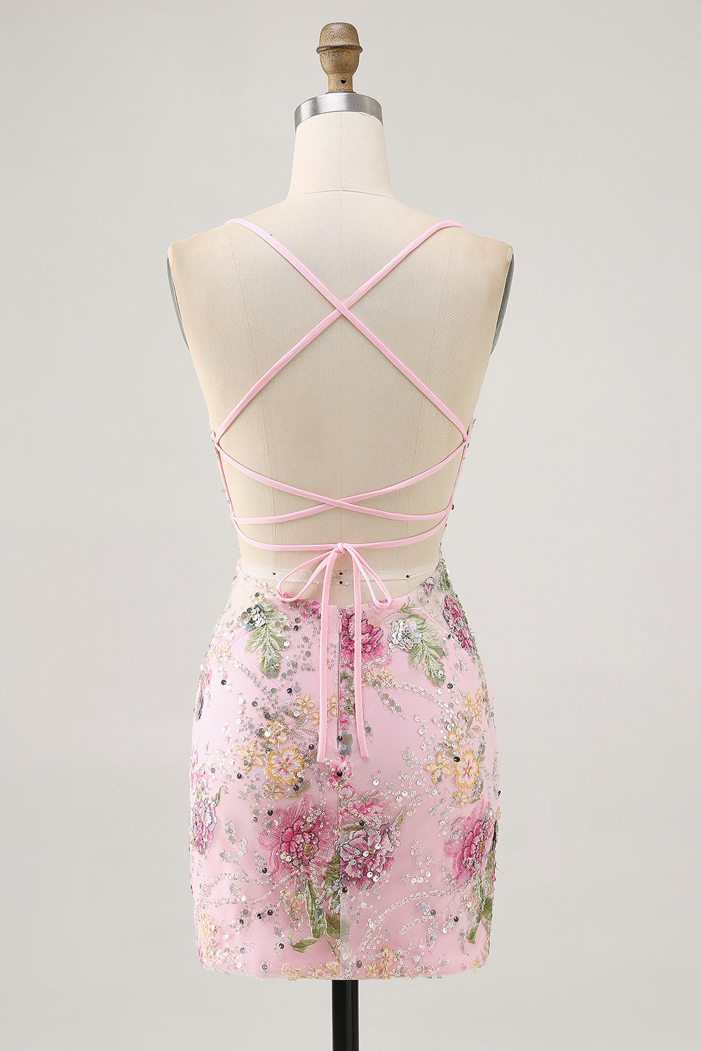 Bodycon Short Floral Peacock Cocktail Dress with Sequins