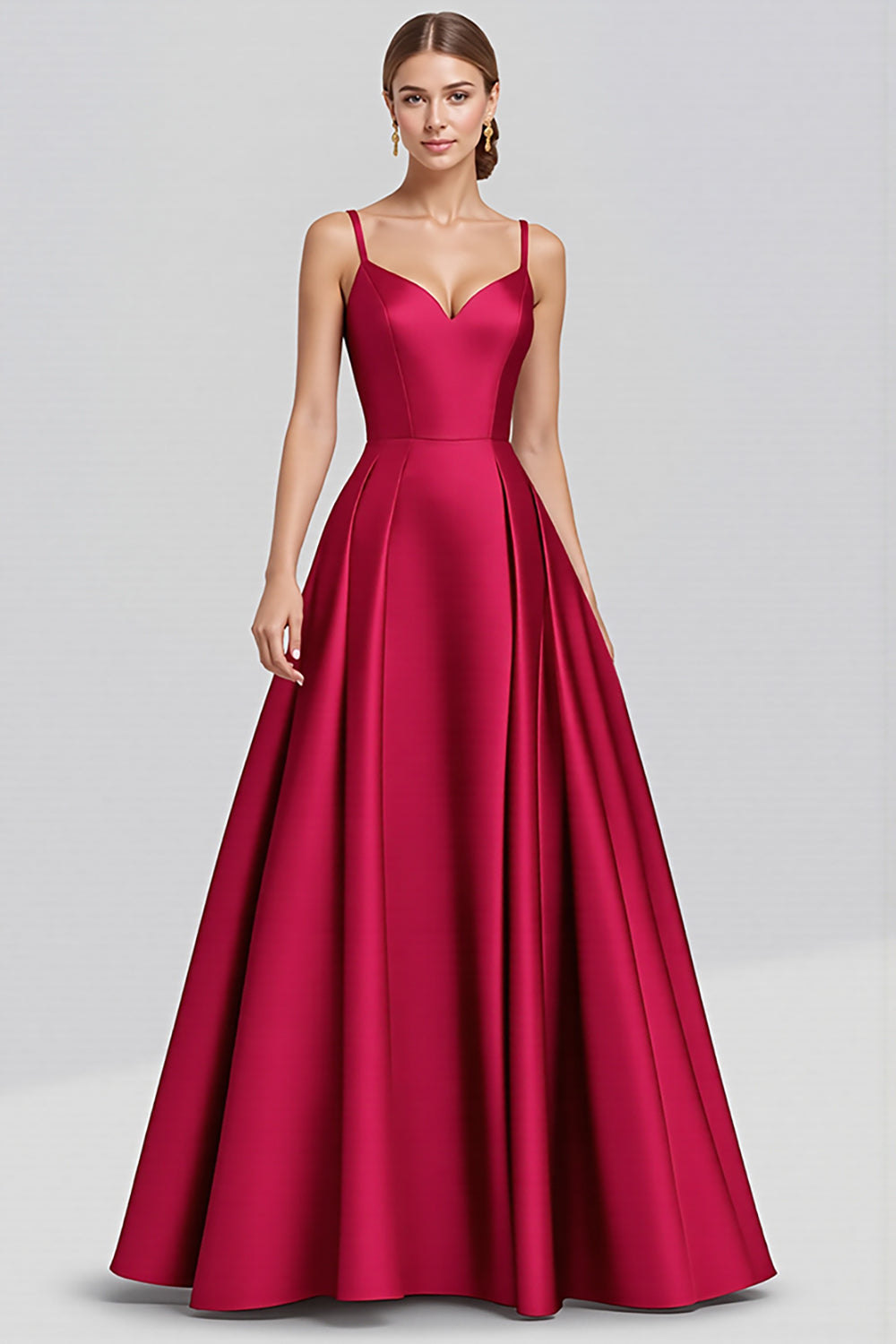 A-Line Spaghetti Straps Ruched Long Black Formal Dress