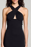 Sheath Halter Cut Out Black Long Formal Dress