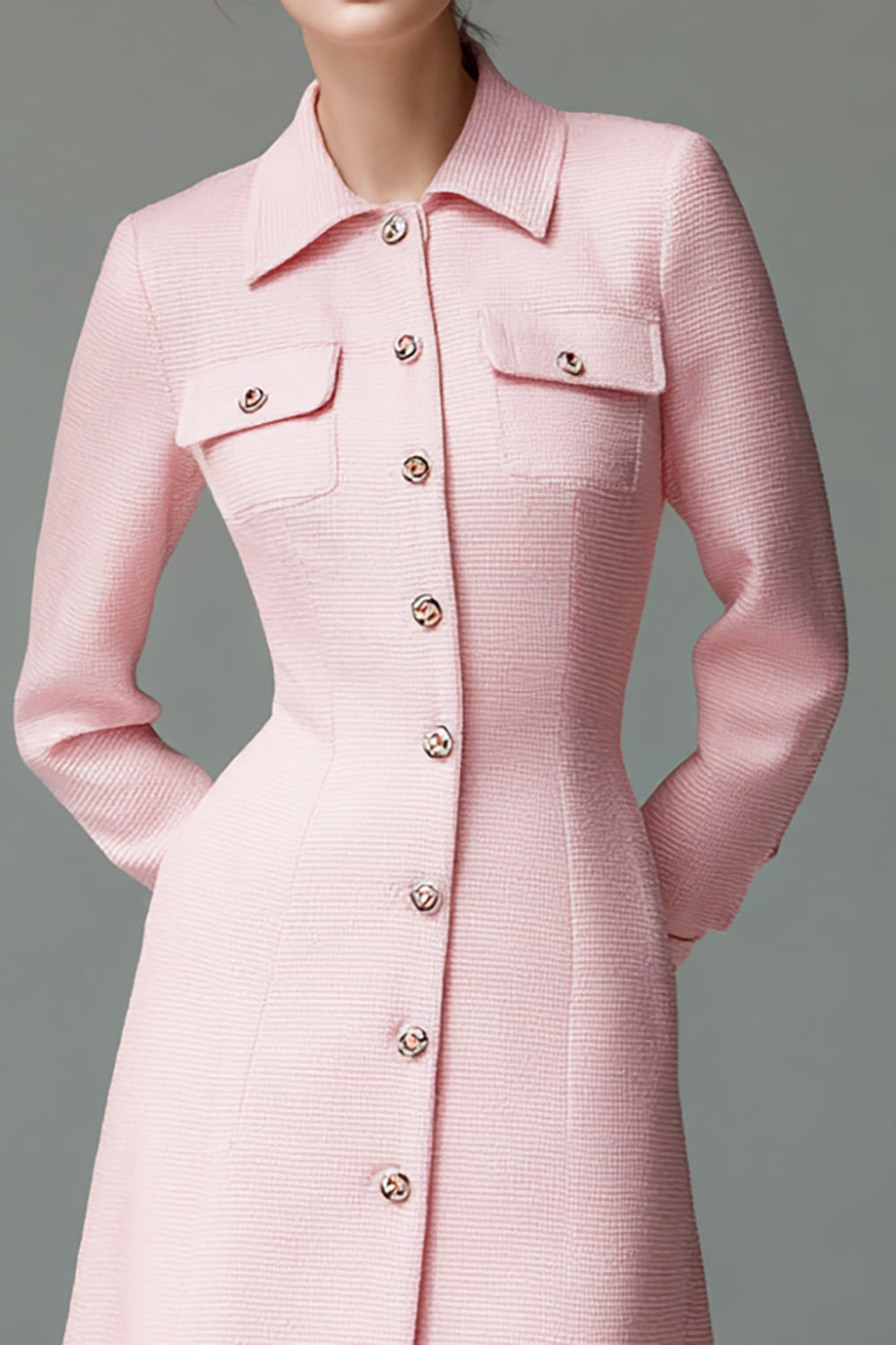 Pink A Line Collar Neck Short Blazer Dress