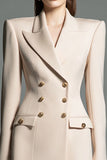 Champagne Double Breasted Peak Lapel Short Blazer Dress