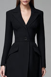 Black Long Sleeves Notched Lapel Short Blazer Dress