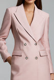 Pink Pencil Peak Lapel Double Breasted Blazer Dress