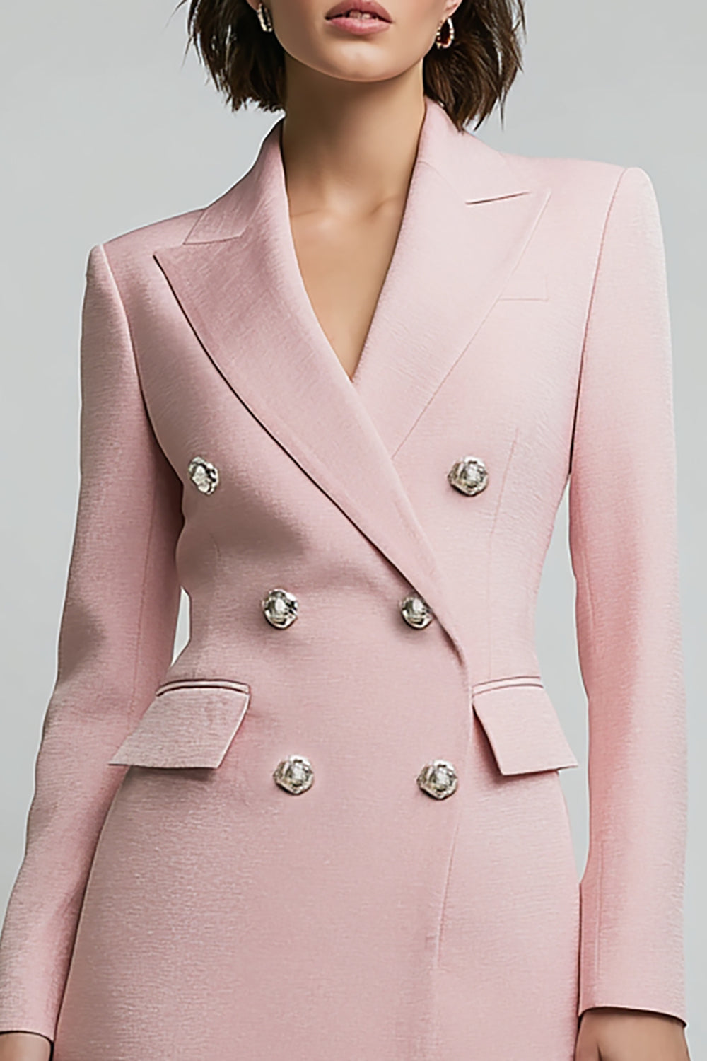 Pink Pencil Double Breasted Peak Lapel Blazer Dress