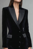 Velvet Black Pencil Peak Lapel Short Blazer Dress