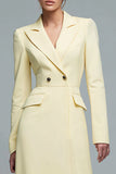 Long Sleeves Daffodil Peak Lapel High-Low Blazer Dress